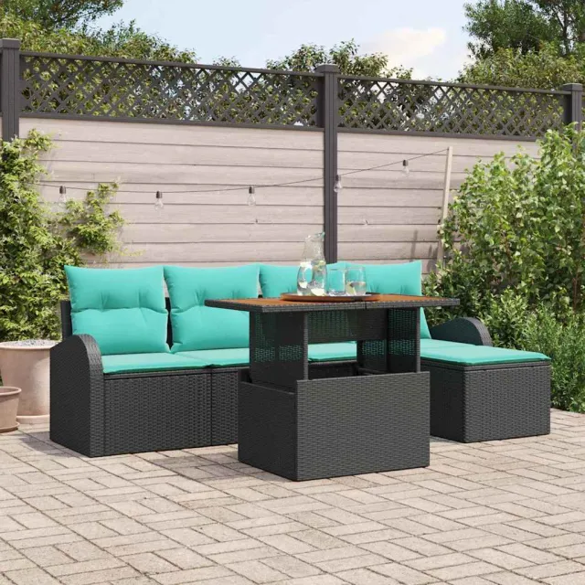 vidaXL Tuin Sofa Set 6 st Zwart Poly riet, foto 2