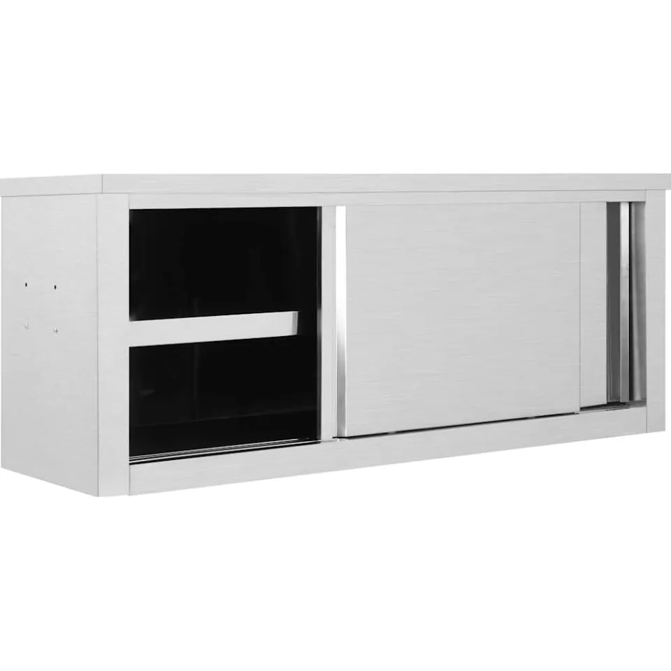 vidaXL Keukenbovenkast met schuifdeuren 120x40x50 cm roestvrij staal, foto 2