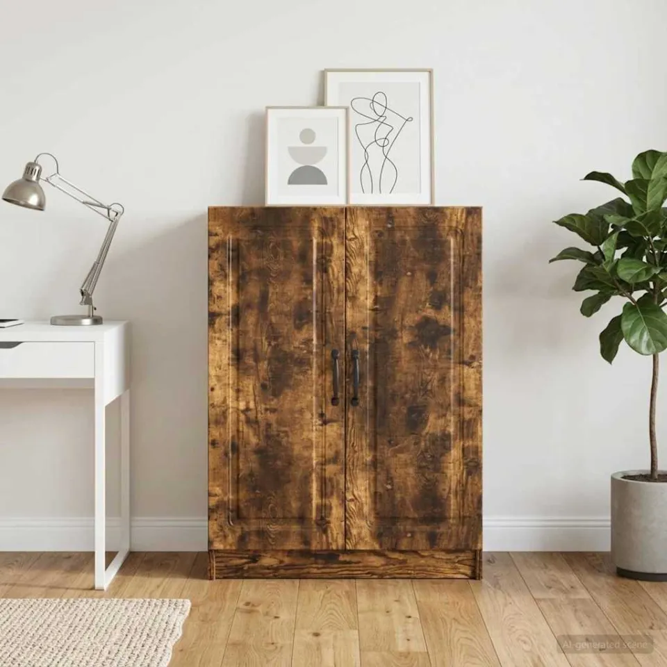 vidaXL Dressoir Gerookt eiken 66 x 34,5 x 87 cm Bewerkt hout, foto 3