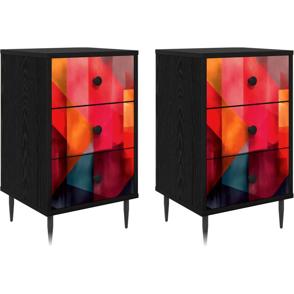 vidaXL Nachtkastje HEESCH 2 st Zwart eiken 36 x 33 x 61 cm