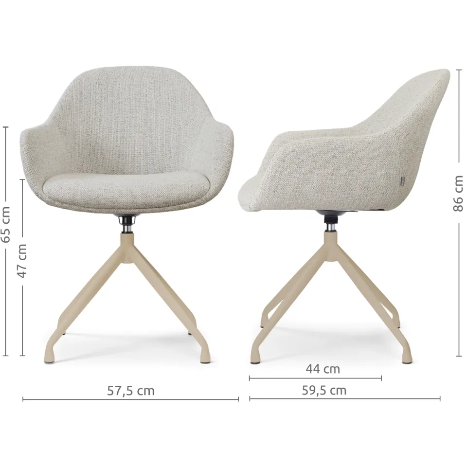 Nolon Nola-Mae draaibare eetkamerstoel beige gemêleerd - beige onderstel, foto 2