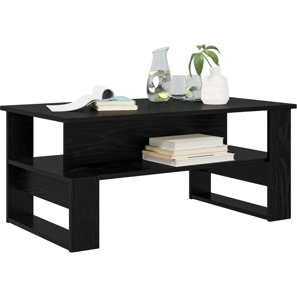 vidaXL Salontafel Zwart Eiken 90 x 50 x 40 cm Bewerkt hout