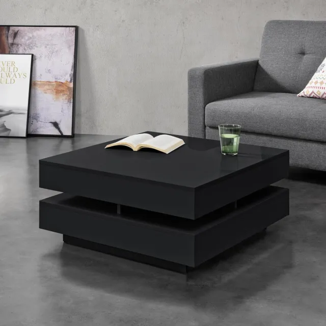 en.casa Salontafel Annaba vierkant 75x75x35,5 cm zwart