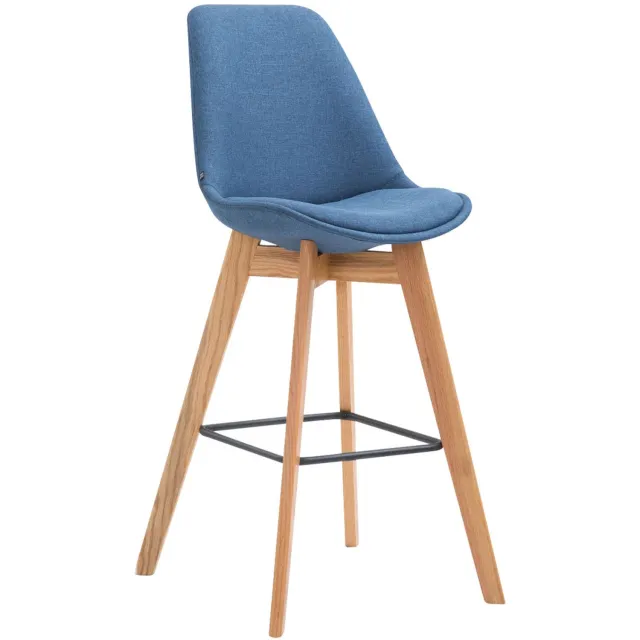 Luxe Comfort Barkruk - Zithoogte 76 cm - Stof - Blauw blauw natura