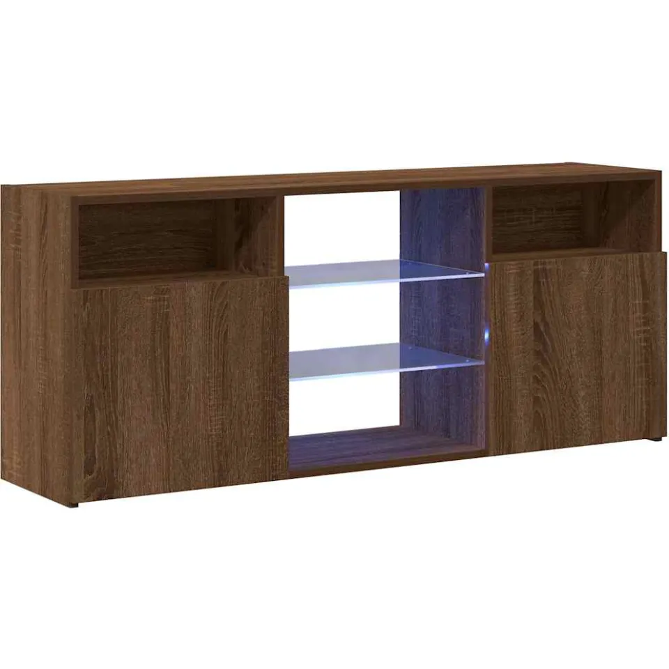 vidaXL Tv-meubel met LED-verlichting 120x30x50 cm bruin eikenkleur