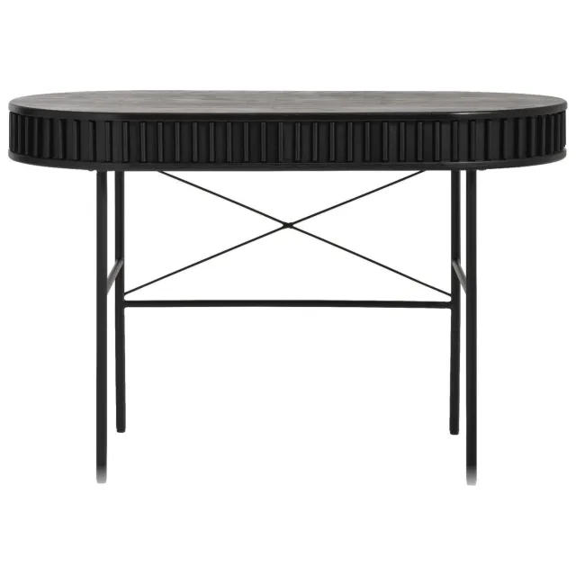 Nest of Nora Bureau Yana - 120x60 ovaal - Eikenhout en Metalen poten - Zwart