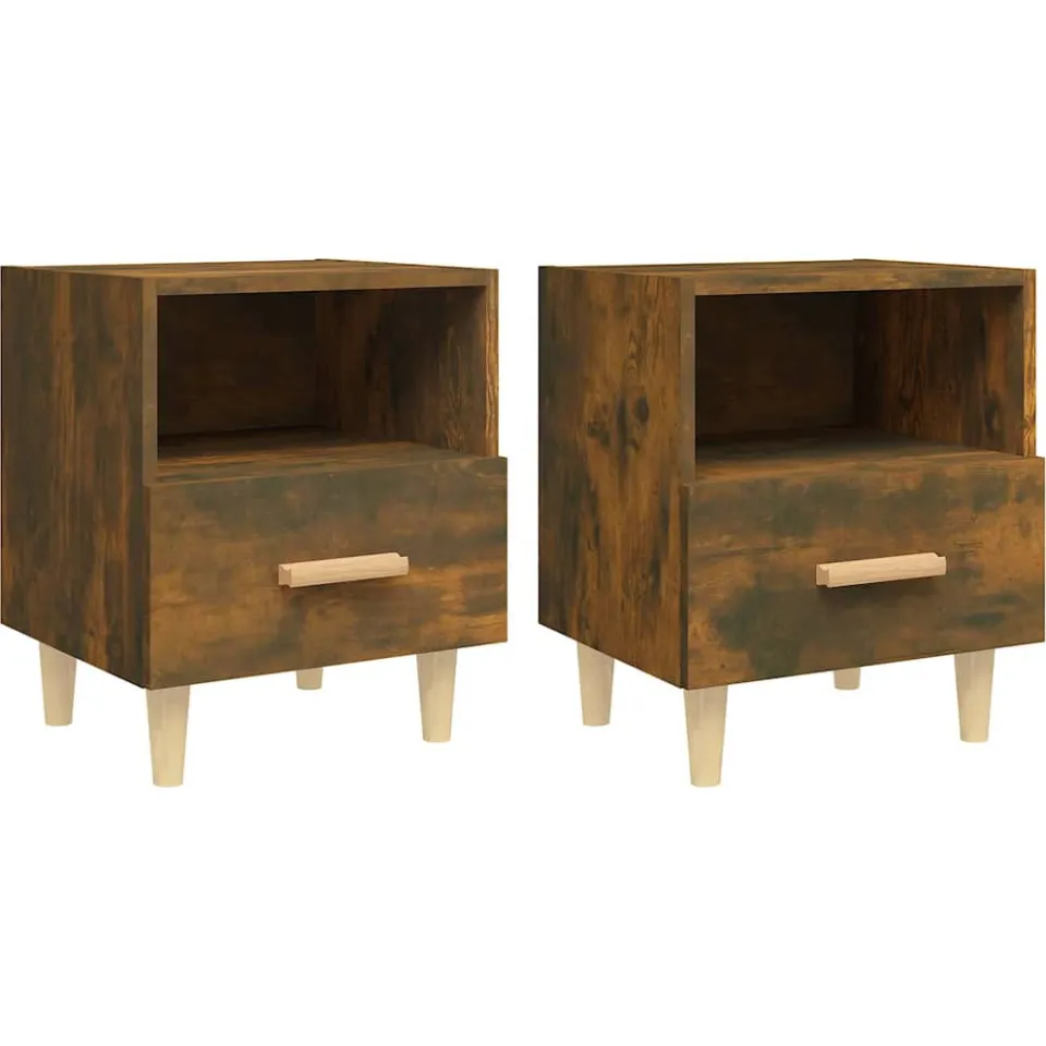 vidaXL Nachtkastjes 2 st 40x35x47 cm gerookt eikenkleurig, foto 3