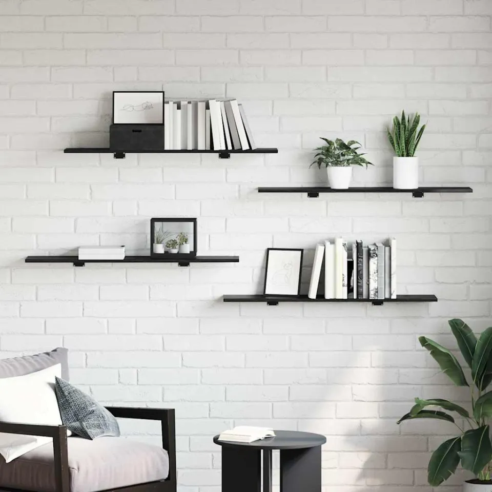 vidaXL Boekenplank Bord 3-laags 4 st 100 x 20 x 1,5 cm Bewerkt hout zwart, foto 3