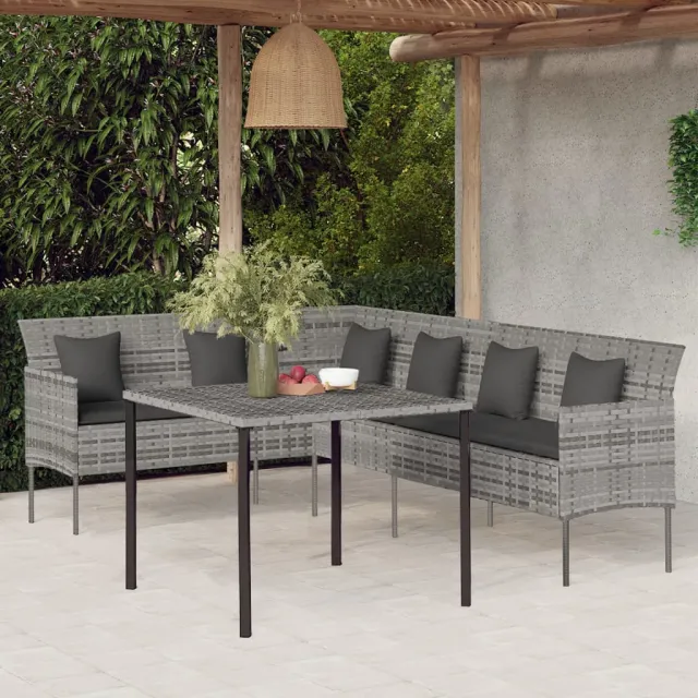 vidaXL 2-delige Tuinset met kussens poly rattan grijs, foto 2