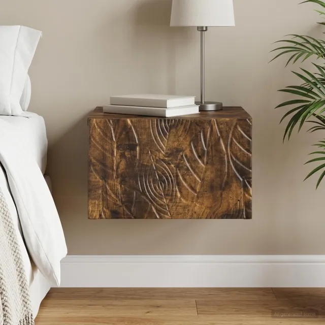 vidaXL Wandbeugel Bedkast Gerookt eiken 49 x 34,5 x 20 cm Bewerkt hout, foto 2