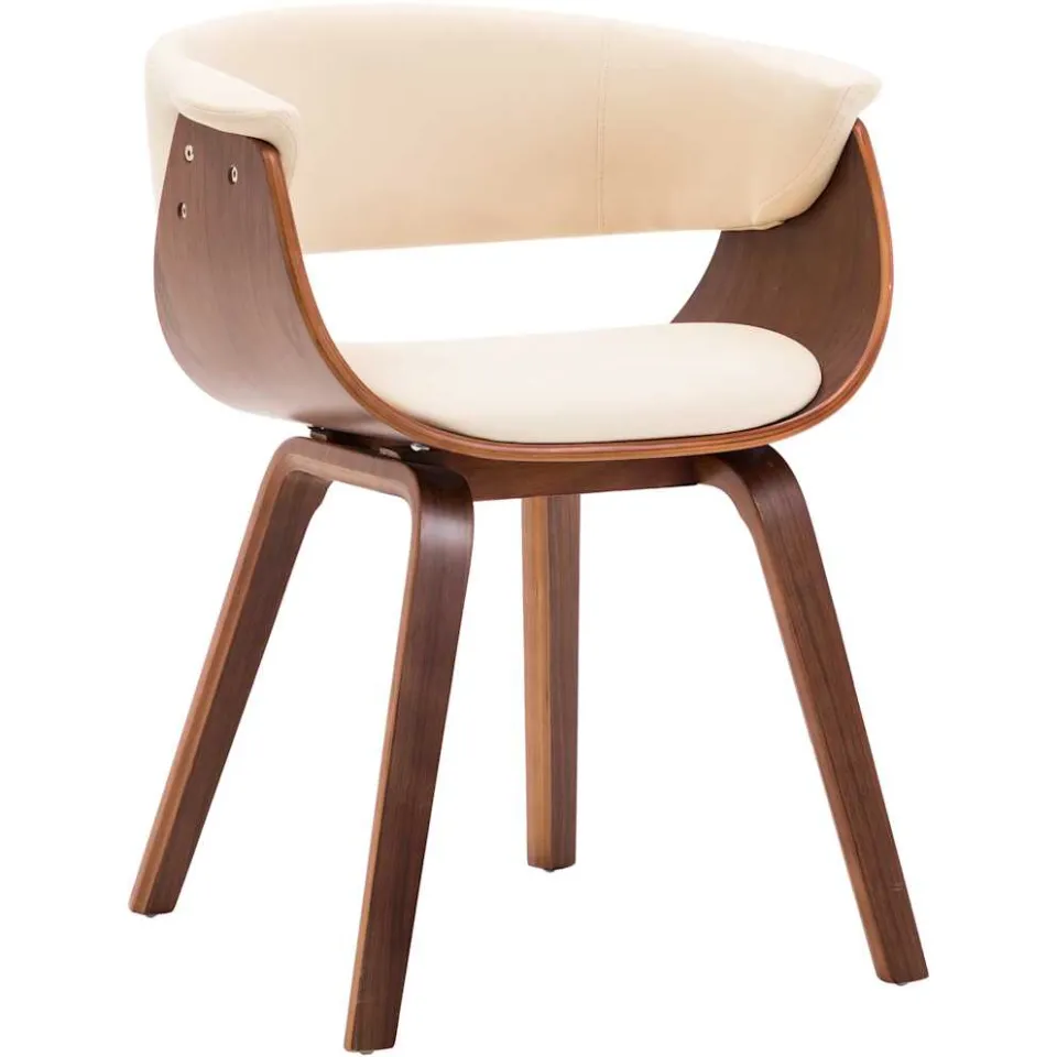 vidaXL Eetkamerstoelen 4 st gebogen hout en kunstleer crèmekleurig