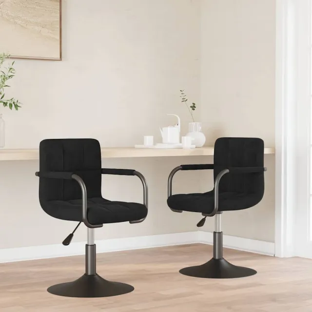 vidaXL Eetkamerstoelen draaibaar 2 st fluweel zwart, foto 2