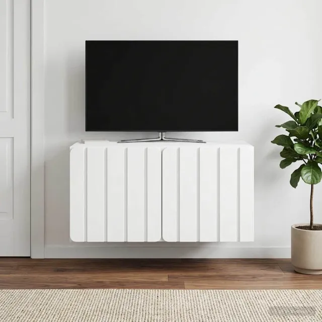vidaXL Wandbeugel TV-kast 59,5 x 41 x 30 cm Wit Bewerkt hout