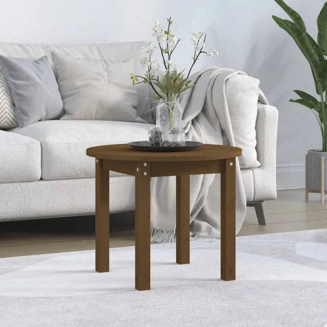 vidaXL Salontafel Ø 55x45 cm massief grenenhout honingbruin bruin, foto 2