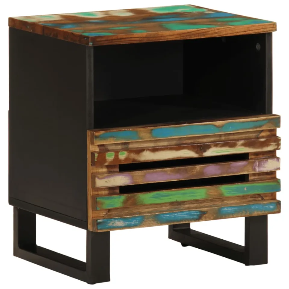 vidaXL Nachtkastjes 2 st 40x34x46 cm massief gerecycled hout bruin, foto 2