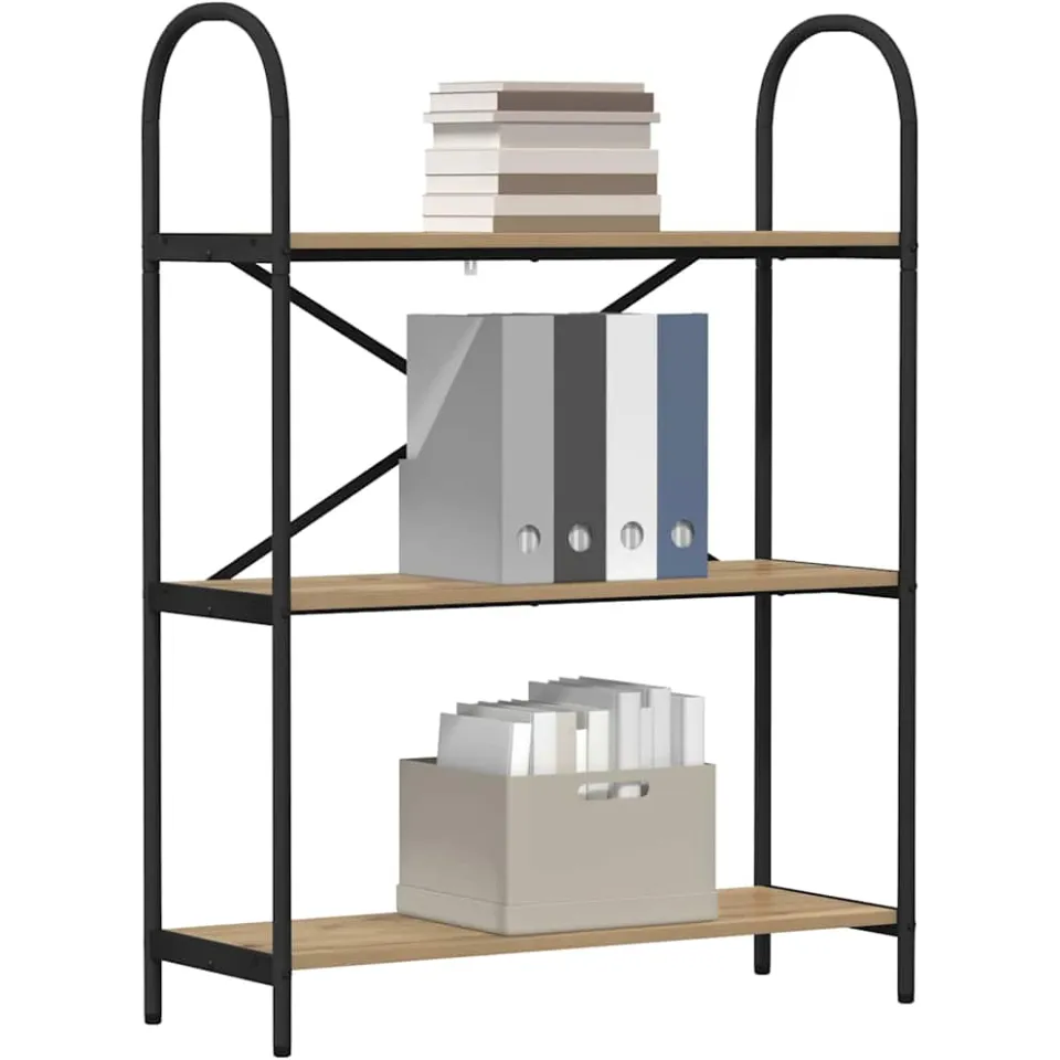 vidaXL Boekenkast 3-laags 80 x 30 x 109 cm Bewerkt hout Artisan Eiken Bruin