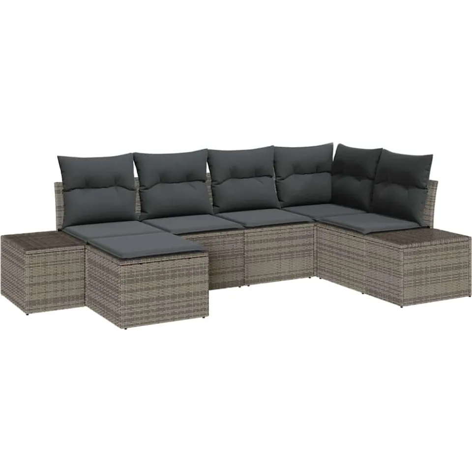 vidaXL Tuin Sofa Set 6 st Grijs poly rattan, foto 4