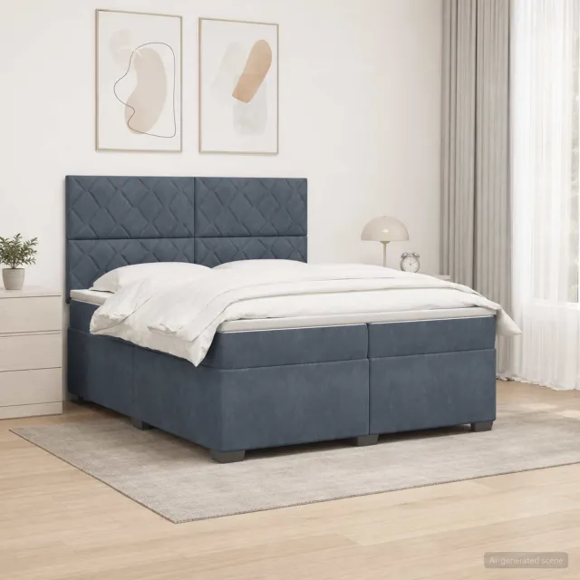 vidaXL Boxspringbed met matras Donkergrijs 200 x 200 cm Fluweel