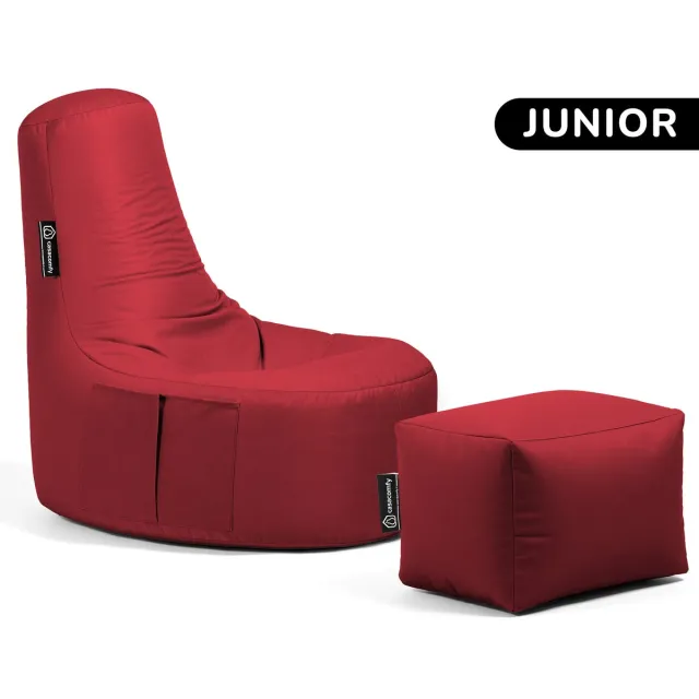 Casacomfy Relax Junior - Zitzak met Voetenbankje - Kinderen - Waterbestendig - Binnen & Buiten - Rood Rood + voetbankje