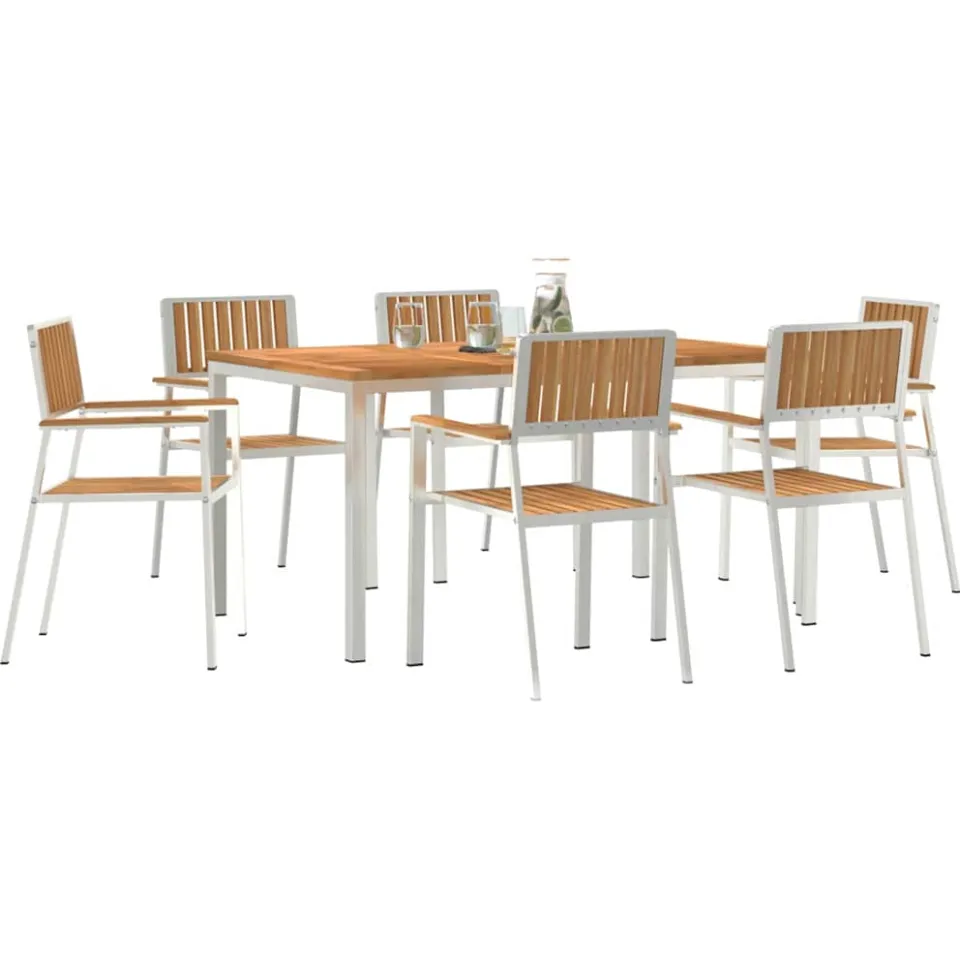 vidaXL Buiten eettafelset 7 st 150 x 90 x 75 cm bruin