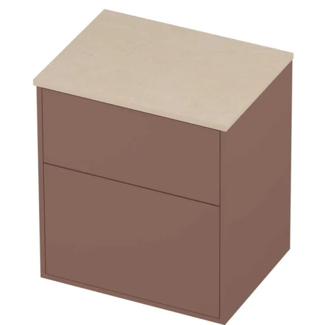 Proline Deck Badmeubelset Hardsteen Voor Grepen Asymmetrisch 60x46x67 cm Sand Stone Beauty Blush Rosé Goud