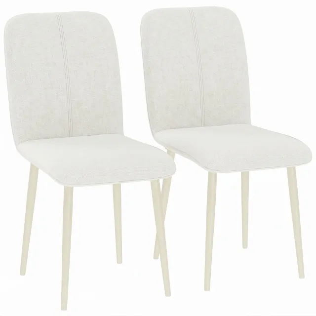 Homona Eetkamerstoelen set van 2 - Met stoffen bekleding in linnenlook - 42 x 57 x 85 cm - Creme Crème
