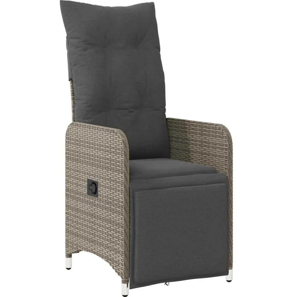 vidaXL 11-delige Bistroset met kussens poly rattan grijs