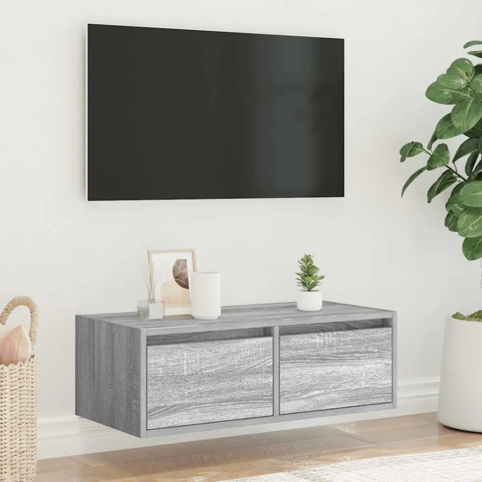 vidaXL Tv-meubel met LED-verlichting 75x35,5x25 cm grijs sonoma eiken, foto 3
