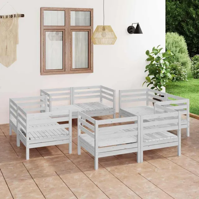 vidaXL 8-delige Loungeset massief grenenhout wit, foto 2