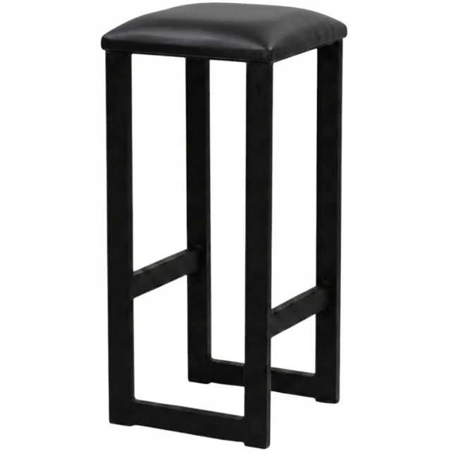 Taborecik Hoker 75cm Z Ekoskóra Siedzisko - Czarny, Stabilny Metal Black