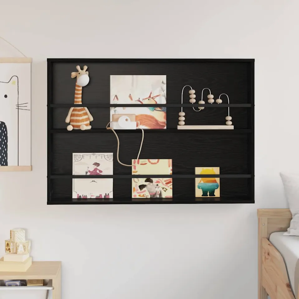 vidaXL Tijdschrift Rek Zwart Eiken 100 x 12 x 70 cm Bewerkt hout, foto 4