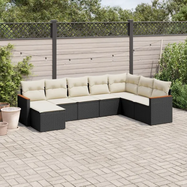 vidaXL 8-delige Loungeset met kussens poly rattan zwart, foto 2