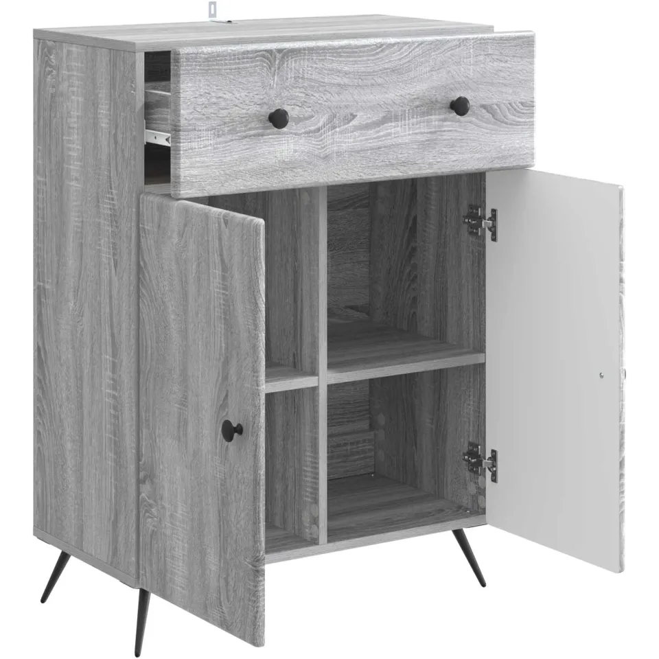 vidaXL Dressoir Grijs sonoma 66 x 34,5 x 90 cm Bewerkt hout, foto 3