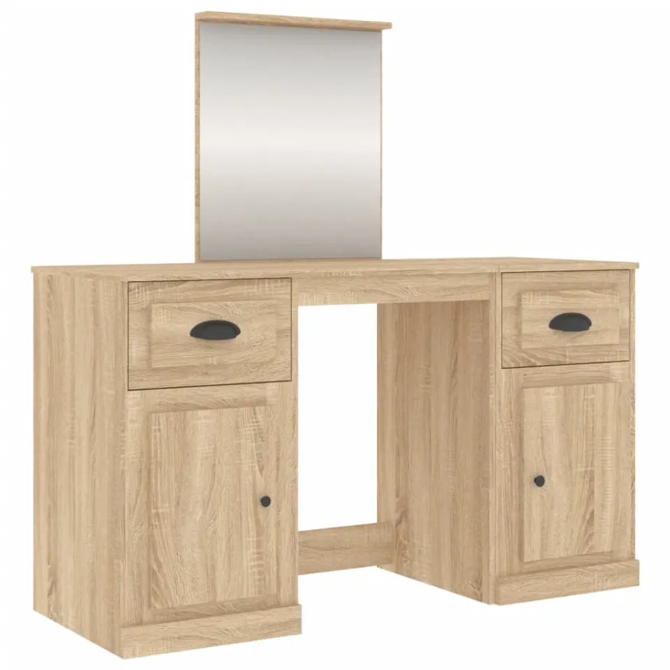 vidaXL Kaptafel met spiegel 130x50x132,5 cm sonoma eikenkleurig Bruin