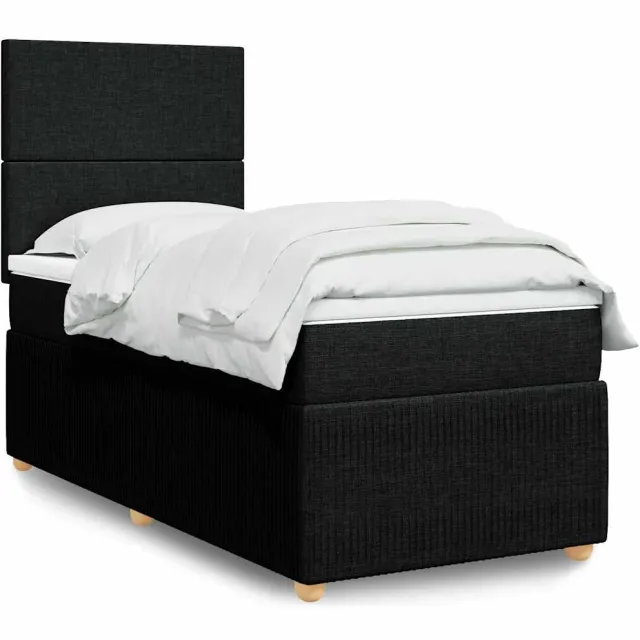 vidaXL Boxspring met matras stof zwart 90x190 cm