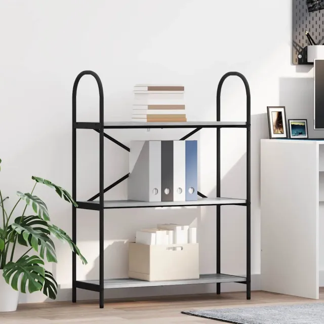 vidaXL Boekenkast 3-laags 80 x 30 x 109 cm Bewerkt hout Grijs Sonoma