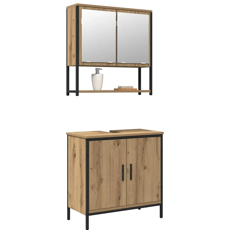 vidaXL Badkamermeubelset 2 st Bruin 60 x 30 x 60 cm Bewerkt hout