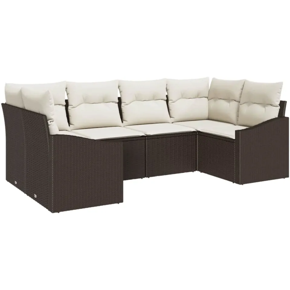 vidaXL Tuinbankenset 6 st Bruin en Crème poly rattan