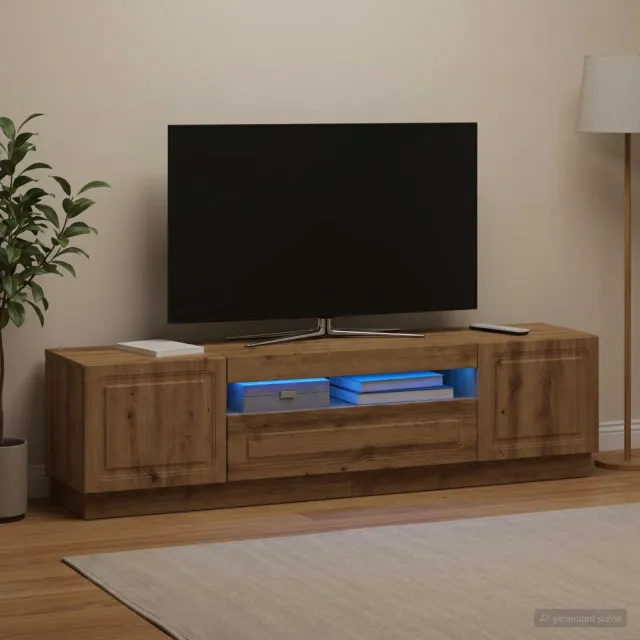 vidaXL LED tv-meubel Artisanaal eiken Bewerkt hout, foto 2