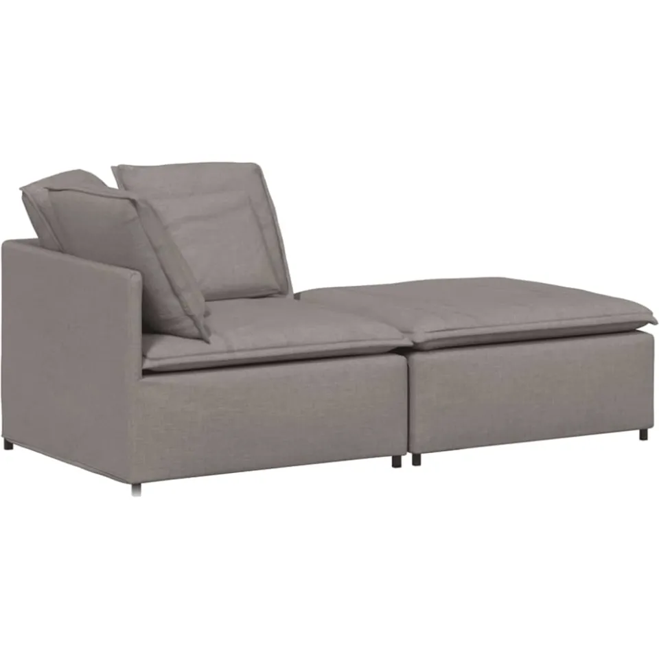 vidaXL Modulaire bank met voetenbank en kussens stof taupe, foto 3