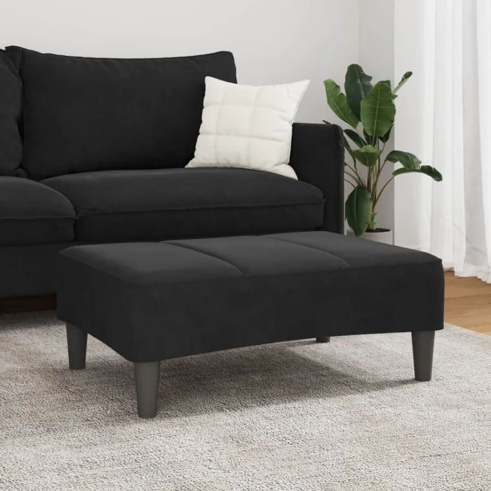 vidaXL Voetenbank 77x55x31 cm fluweel zwart, foto 4