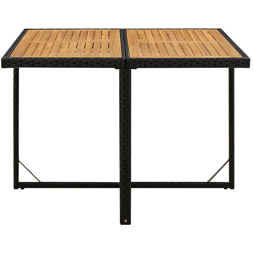 vidaXL Tuintafel 109x107x74 cm poly rattan en massief acaciahout zwart