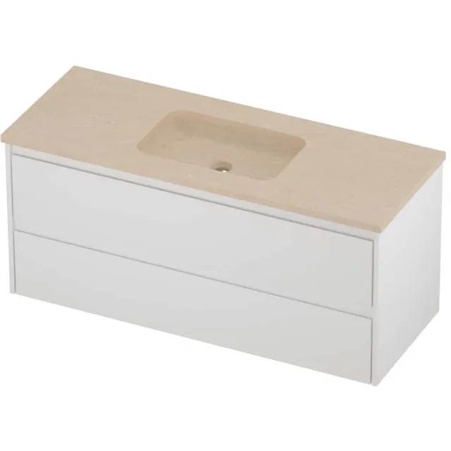 Proline Rollo Badmeubelset Hardsteen Elegant Midden 120x46x54 cm Sand Stone Mat Wit