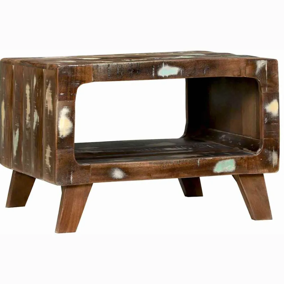 vidaXL Salontafel Multikleur 50 x 50 x 35 cm Massief Gerecycled Hout meerkleurig, foto 2