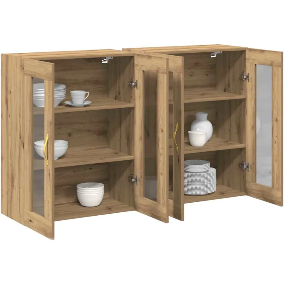 vidaXL Wandkasten 2 st Artisan Eiken 69,5 x 34 x 90 cm Bewerkt hout Bruin