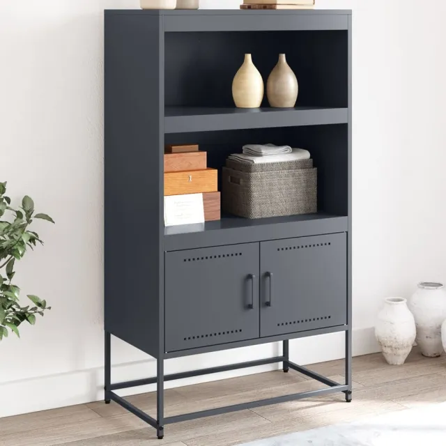 vidaXL Hoge kast 68,5x38,5x123,5 cm staal antracietkleurig, foto 2