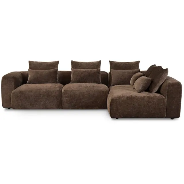 Giga Living Hoekbank June Chenille Choco Rechts - Giga Meubel Donkerbruin