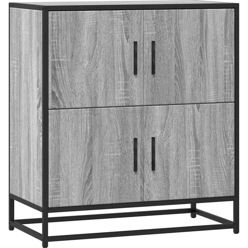 vidaXL Dressoir 68x35x76 cm bewerkt hout grijs sonoma eikenkleurig, foto 3