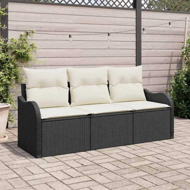 vidaXL Tuinbankenset 3 st Zwart poly rattan, foto 2
