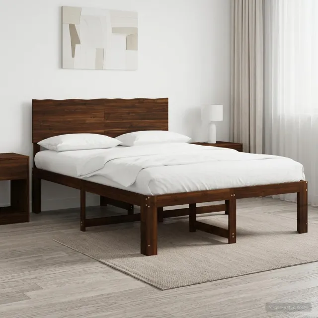 vidaXL Tweepersoonsbed met hoofdeinde ROSTOCK Donkerbruin 120 x 200 cm